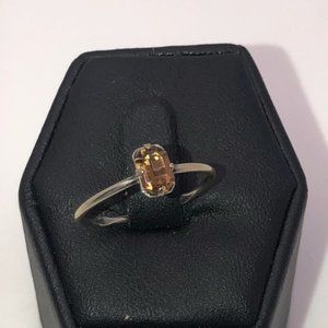 VTG USSR 875 Silver Topaz Rhinestone / Glass Stone Stacker Ring Sz 6.25